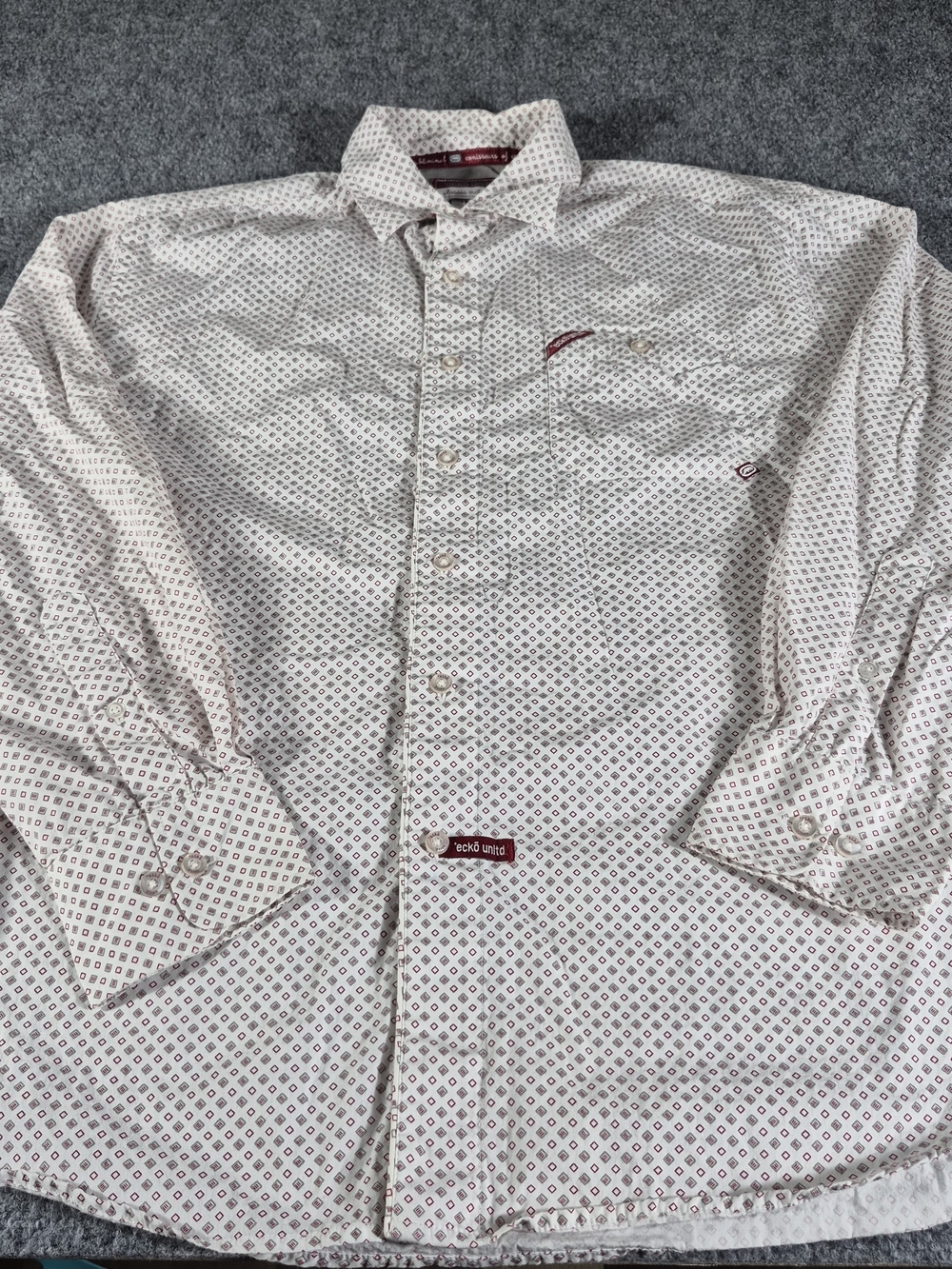 Vintage Y2K Ecko Unltd Button Up Shirt Men's M Red & White Plaid Long Sleeve